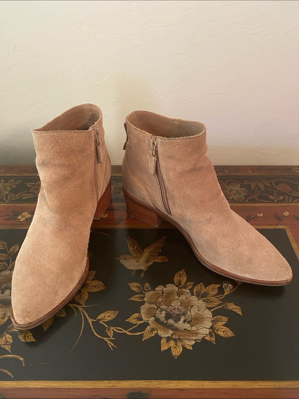 Cole Haan Blush Suede Side-Zip Ankle Boots